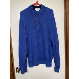 Martin Timeless As The Game Blue Merino Wool Cotton Blend Pullover Large